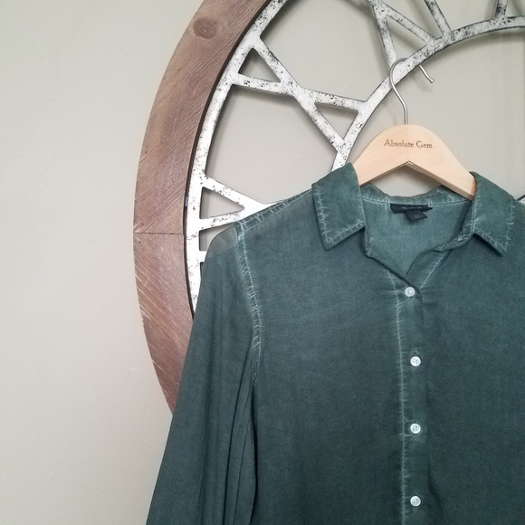 a.n.a. Olive Green Hi-lo Peplum Long Sleeve hi-lo style Blouse shirt top size XS - Picture 1 of 8